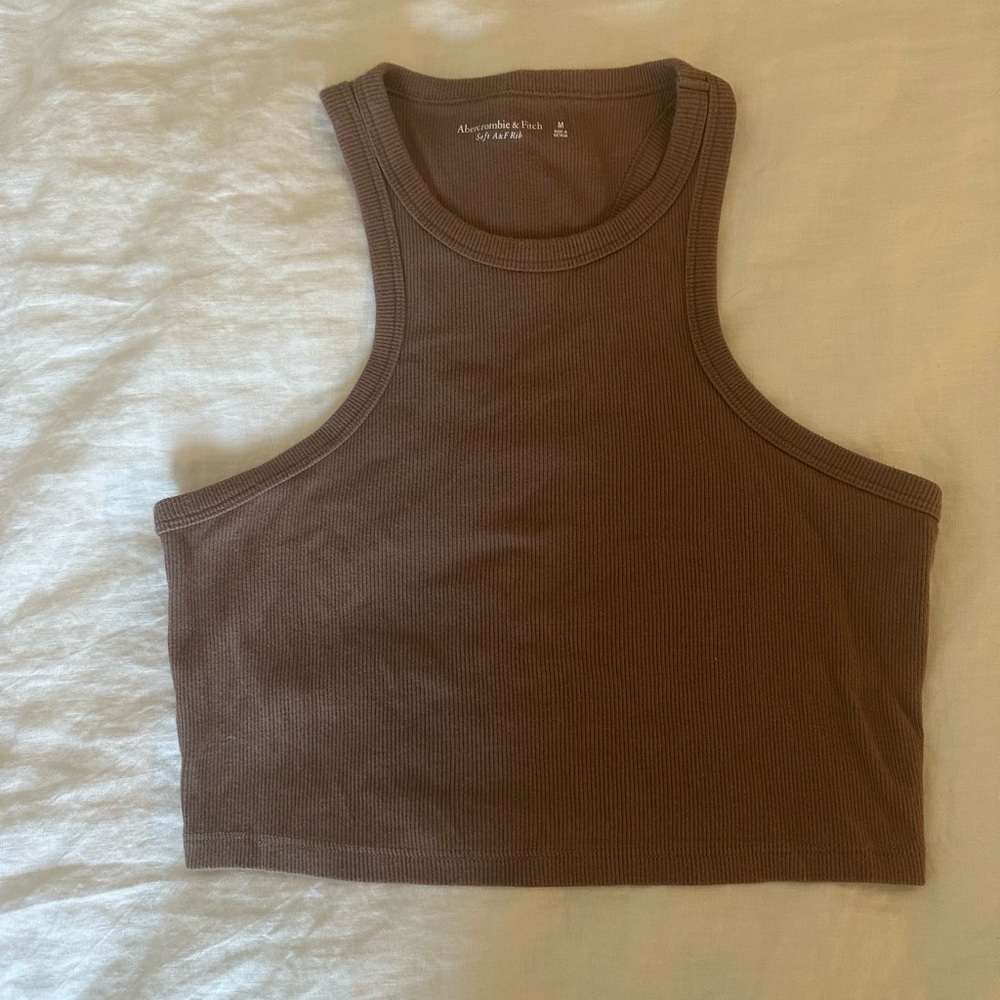 Abercrombie & Fitch Brown Ribbed Crop Top